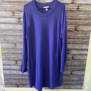 Athleta Women's Long-Sleeved Dress Size XL Purpled Pockets Ribbed Detail